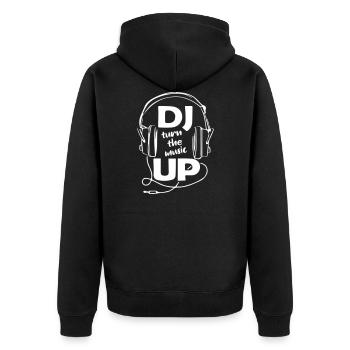 DJ turn the music UP - Unisex Premium Organic Zip Hoodie - black - Back - Nico (187cm)