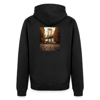 Brooklyn Ney York - Unisex Premium Organic Zip Hoodie - black - Back - Nico (187cm)