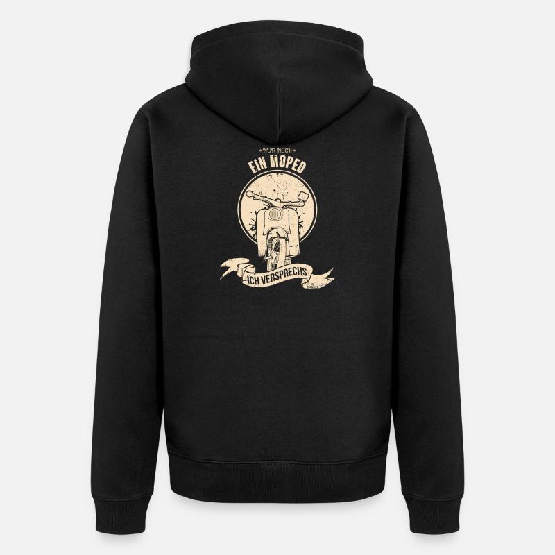 Schwalbe Simson Suhl Ostalgie Moped - Unisex Premium Bio Zip Hoodie - Schwarz