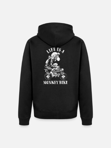 Life is a monkey bike - Unisex Premium Organic Zip Hoodie - black