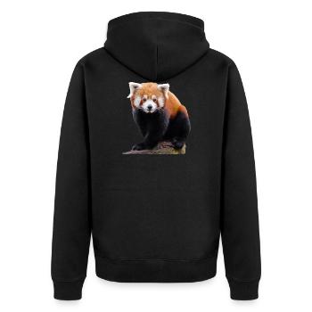Kleiner Roter Panda süß und niedlich Katzenbär - Unisex Premium Bio Zip Hoodie - Schwarz - Hinten - Nico (187cm)
