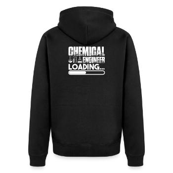 Chemieingenieur Chemieingenieur Laden - Unisex Premium Bio Zip Hoodie - Schwarz - Hinten - Nico (187cm)