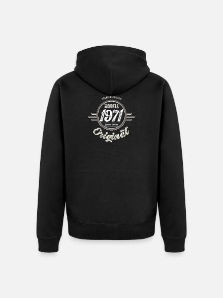 Original Oldtimer Badge Modell 1971 Geburtstag 50 - Unisex Premium Bio Zip Hoodie - Schwarz