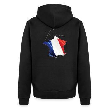 Drapeau de la France sur la carte de la France FR - Veste à capuche bio Premium Unisexe - noir - Dos - Nico (187cm)