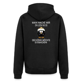 winterbader eisbader pinguin winterbaden könig eis - Unisex Premium Bio Zip Hoodie - Schwarz - Hinten - Nico (187cm)