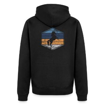 Pferd - Unisex Premium Bio Zip Hoodie - Schwarz - Hinten - Nico (187cm)