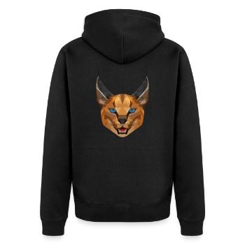 Karakal Katze lustig cooles Wildkatze Shirt - Unisex Premium Bio Zip Hoodie - Schwarz - Hinten - Nico (187cm)