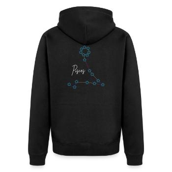 Zodiac Pisces Constellation - Unisex Premium Organic Zip Hoodie - black - Back - Nico (187cm)