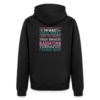 Stolze Strahlung Therapeut Eltern Shirts - Unisex Premium Bio Zip Hoodie - Schwarz - Hinten - Nico (187cm)
