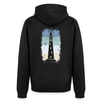 Phare Retro mer nord Baltique côte vacances S - Veste à capuche bio Premium Unisexe - noir - Dos - Nico (187cm)