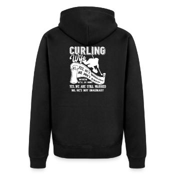 Curling Curling Frau - Unisex Premium Bio Zip Hoodie - Schwarz - Hinten - Nico (187cm)