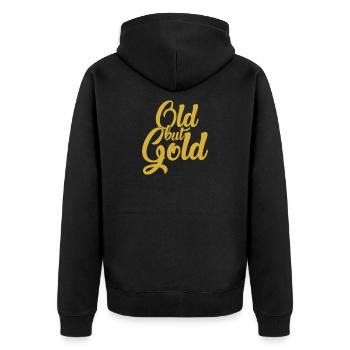 Old but Gold - Unisex Premium Organic Zip Hoodie - black - Back - Nico (187cm)