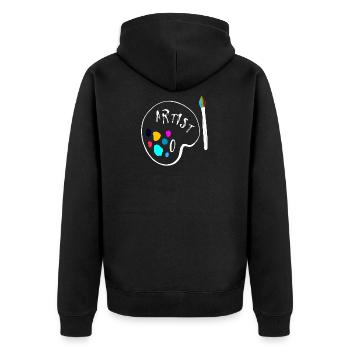 artist white - Unisex Premium Organic Zip Hoodie - black - Back - Nico (187cm)