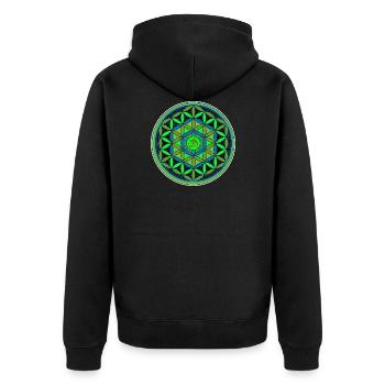 Yoga Meditation Flower of Life Sacred Geometry - Unisex Premium Organic Zip Hoodie - black - Back - Nico (187cm)