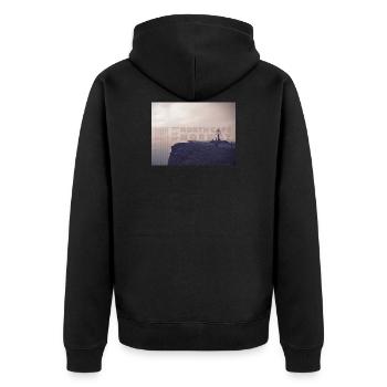 North Cape Norway. Nordkap Norwegen T-Shirt - Unisex Premium Bio Zip Hoodie - Schwarz - Hinten - Nico (187cm)