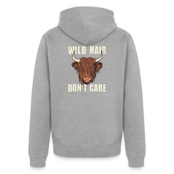 Wild Hair Dont Care Higland Cattle Vache - Veste à capuche bio Premium Unisexe - gris chiné - Dos - Nico (187cm)