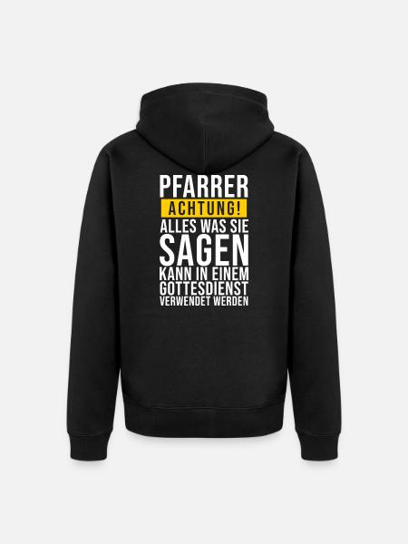Pfarrer Lustige Geschenkidee - Unisex Premium Bio Zip Hoodie - Schwarz