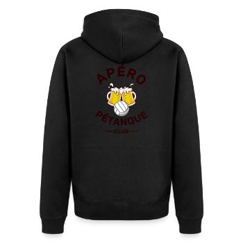 Apéro pétanque club t-shirt humour - Veste à capuche bio Premium Unisexe - noir - Dos - Nico (187cm)