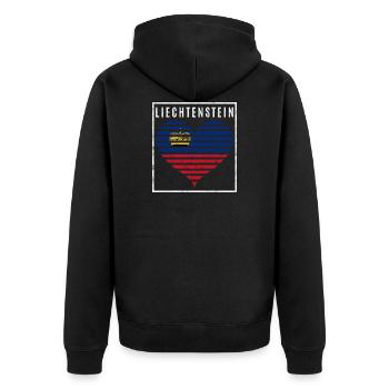 Liechtenstein - Unisex Premium Bio Zip Hoodie - Schwarz - Hinten - Nico (187cm)