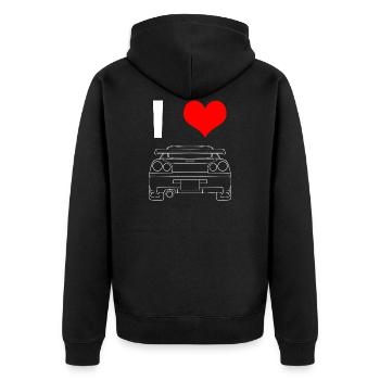I LOVE GTR - Unisex Premium Bio Zip Hoodie - Schwarz - Hinten - Nico (187cm)