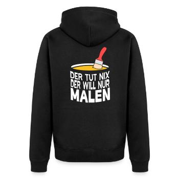 Der will nur Malen Design für Maler und Lackierer - Unisex Premium Bio Zip Hoodie - Schwarz - Hinten - Nico (187cm)