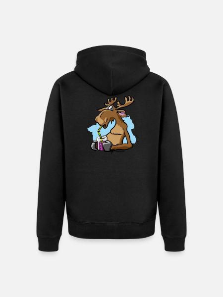 Sweden Moose Reindeer Blueberries Blubber Comic - Unisex Premium Organic Zip Hoodie - black