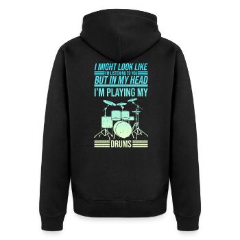 Drummer Drummer T-Shirt Drums Drum - Unisex Premium Organic Zip Hoodie - black - Back - Nico (187cm)