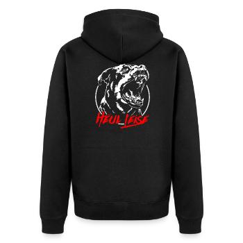 ROTTWEILER heul leise Hundespruch IGP Wilsigns - Unisex Premium Bio Zip Hoodie - Schwarz - Hinten - Nico (187cm)