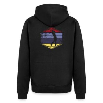 Golf - Unisex Premium Bio Zip Hoodie - Schwarz - Hinten - Nico (187cm)
