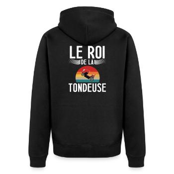 Le roi de la tondeuse cadeau homme jardinier - Veste à capuche bio Premium Unisexe - noir - Dos - Nico (187cm)