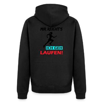 Mir reicht's ich geh laufen! - Unisex Premium Bio Zip Hoodie - Schwarz - Hinten - Nico (187cm)