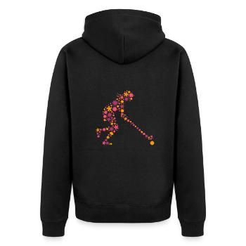 Feldhockey Hockeyspielerin Hockey Mädchen - Unisex Premium Bio Zip Hoodie - Schwarz - Hinten - Nico (187cm)