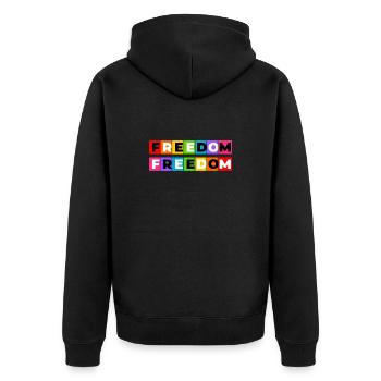 Freedom - Unisex Premium Organic Zip Hoodie - black - Back - Nico (187cm)
