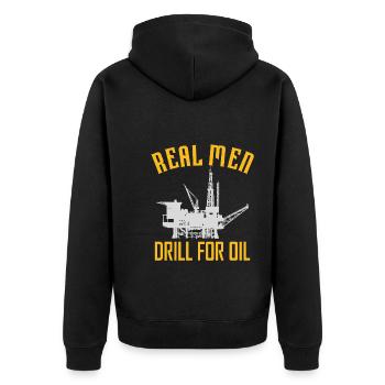 De vrais hommes forant pour le pétrole - Veste à capuche bio Premium Unisexe - noir - Dos - Nico (187cm)