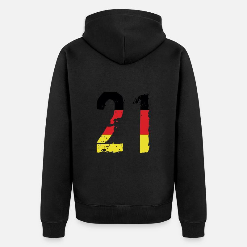 Maillot 21 Numéro Allemagne - Veste à capuche bio Premium Unisexe - noir