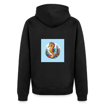Joli hippocampe décoratif - Veste à capuche bio Premium Unisexe - noir - Dos - Nico (187cm)