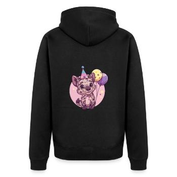 Bande dessinée d’anniversaire de hyène - Veste à capuche bio Premium Unisexe - noir - Dos - Nico (187cm)