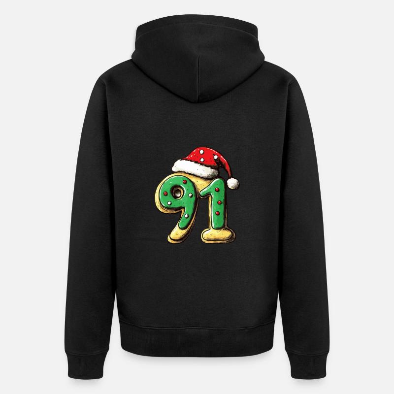91 Numéro Noël - Veste à capuche bio Premium Unisexe - noir