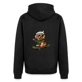 Golden Retriever Chien Noël Drôle Drôle - Veste à capuche bio Premium Unisexe - noir - Dos - Nico (187cm)