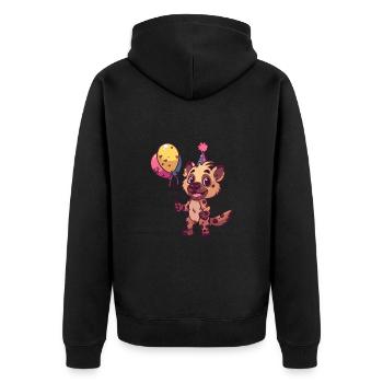 Hyäne Geburtstag Baby - Unisex Premium Bio Zip Hoodie - Schwarz - Hinten - Nico (187cm)