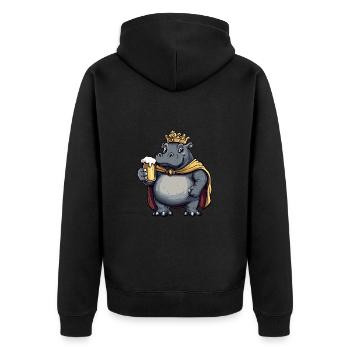 Hippopotamus Beer Funny - Unisex Premium Organic Zip Hoodie - black - Back - Nico (187cm)