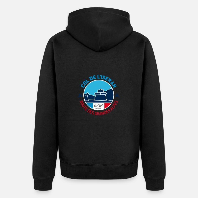 Col de l'Iseran 1 - Unisex Premium Bio Zip Hoodie - Schwarz