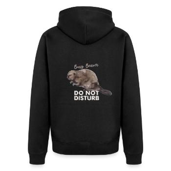 Busy Beaver - Unisex Premium Bio Zip Hoodie - Schwarz - Hinten - Nico (187cm)