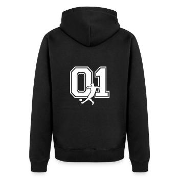 Soccer Number 01 Soccer Player - Unisex Premium Organic Zip Hoodie - black - Back - Nico (187cm)
