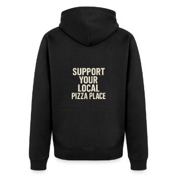 Soutenez votre pizzeria locale – Look rétro - Veste à capuche bio Premium Unisexe - noir - Dos - Nico (187cm)