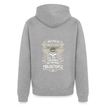 Cop Tatort Dieb Uniform - Unisex Premium Bio Zip Hoodie - Grau meliert - Hinten - Nico (187cm)