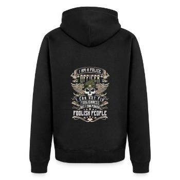 Cop Tatort Dieb Uniform - Unisex Premium Bio Zip Hoodie - Schwarz - Hinten - Nico (187cm)