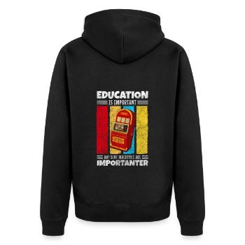 Glücksspiel Automat Zocker Lucky 7 - Unisex Premium Bio Zip Hoodie - Schwarz - Hinten - Nico (187cm)