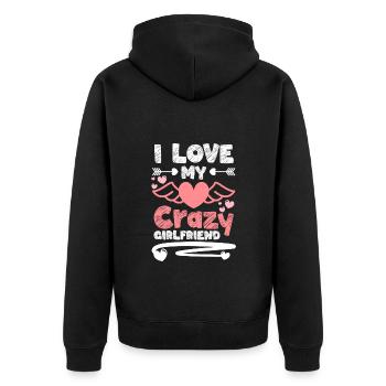 Romantisch Paar Große Liebe - Unisex Premium Bio Zip Hoodie - Schwarz - Hinten - Nico (187cm)