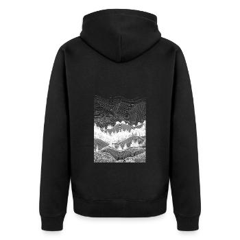 Surreale Minimalistische Hügellandschaft in weiß - Unisex Premium Bio Zip Hoodie - Schwarz - Hinten - Nico (187cm)